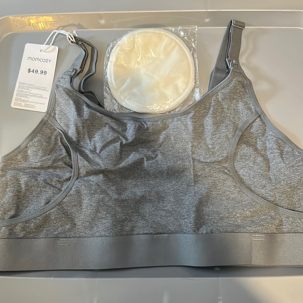 MOMCOZY HANDS FREE PUMPING BRA: GRAY: NEW WITH TAGS: SIZE XL